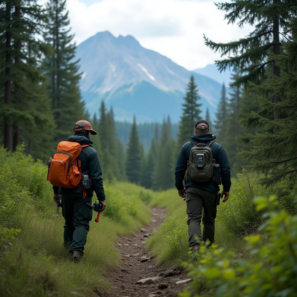 Team conducting wildlife survey in Banff National Park