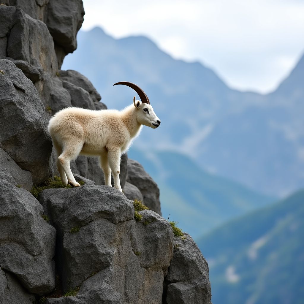 Mountain goats on rocky cliff